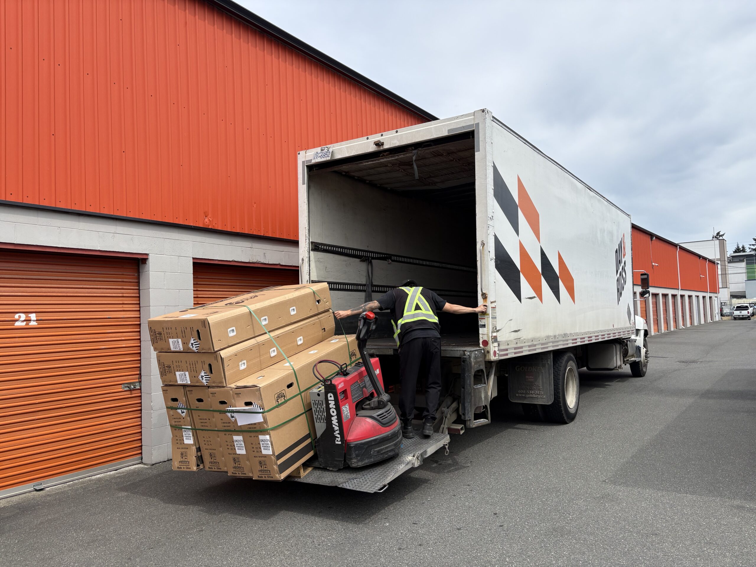 Products being unloaded for local delivery in Canada